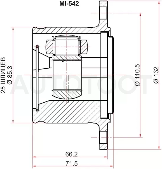 Шрус (Спереди/ Справа/ Внутр) Mitsubishi Delica 89-07 / Pajero 81-00 / L300 87-98 / L400 94-06