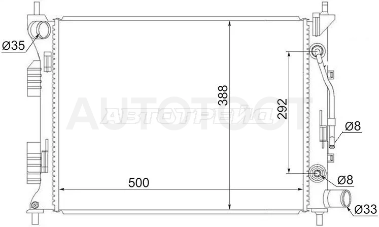 Радиатор Hyundai Solaris 10-17 / Kia Rio 11-17 / Hyundai Accent 11-17 / i20 12-19 / Veloster 11-18