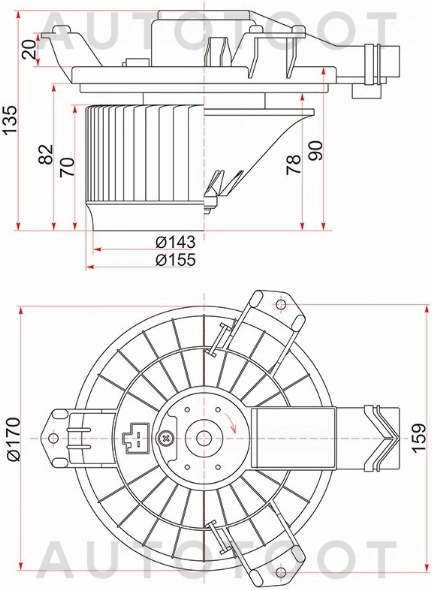 Мотор отопителя салона (См.примечание) -ST8710326110 Sat для TOYOTA HIACE, HONDA FIT, HONDA JAZZ
