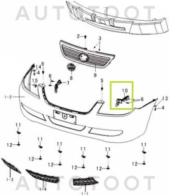 Крепление переднего бампера левое -STLF01000B2 Sat для LIFAN SOLANO