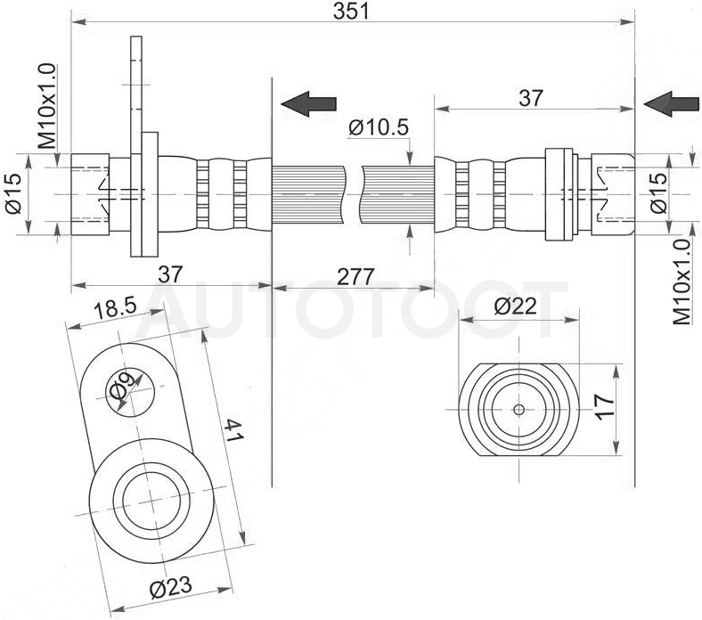 Шланг тормозной задний левый -ST9094702822 Sat для TOYOTA CORONA PREMIO