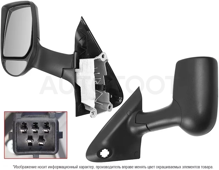 Зеркало Ford Transit 06-14 (Слева/ Обогрев/ Регулировка/ 5 контактов/ длинное)