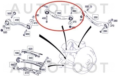 Рычаг задний верхний продольный левый -C5406L LYNXauto для MERCEDES C-CLASS, MERCEDES E-CLASS