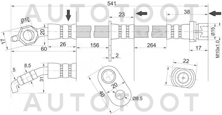 Шланг тормозной передний левый -ST9094702876 Sat для TOYOTA CAMRY, TOYOTA CAMRY GRACIA, TOYOTA HARRIER, LEXUS RX300