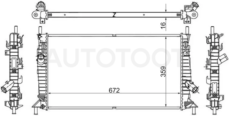 Радиатор Ford Focus 04-11 / Mazda 3 03-09 / Ford C-MAX 03-10 / Mazda Axela 03-09 / Volvo C30 06-13 / S40 04-12 / V50 03-12