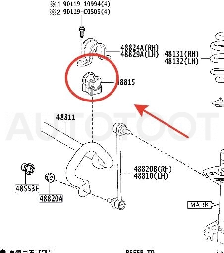Втулка переднего стабилизатора -QF23D00446 Quattro Freni для TOYOTA CAMRY