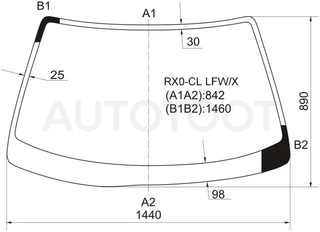 Стекло лобовое Toyota Mark II (X100) 96-00 / Chaser (X100) 96-01