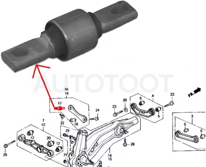 Сайлентблок Honda Civic 87-95 / Civic Ferio 91-95 / Domani 92-96 / Integra 89-00 (Зад)
