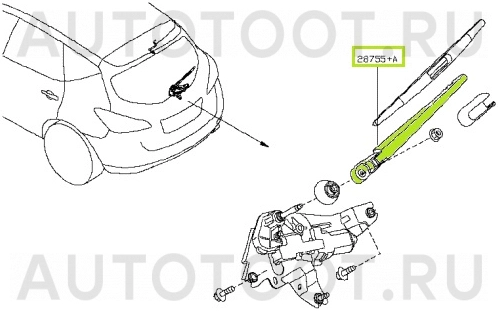 Поводок заднего  стеклоочистителя -  для NISSAN QASHQAI