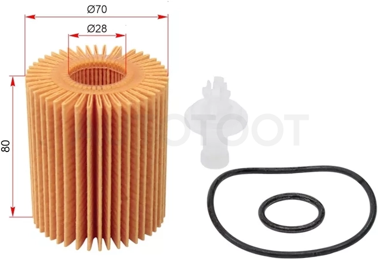 Фильтр масляный (Картридж) TOYOTA AVENSIS,AURIS,LEXUS LS460 1-2TRFE, 3-4GRFE 06