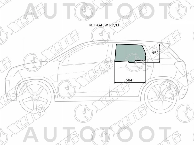Стекло заднее левое опускное -  для MITSUBISHI ASX