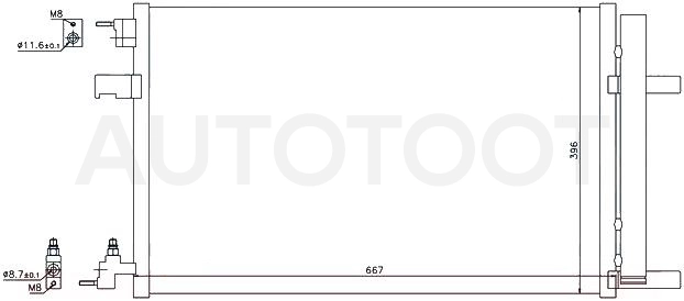 Радиатор кондиционера 1.6/1.4(длина 570мм) -STCH09394A0 Sat для CHEVROLET CRUZE