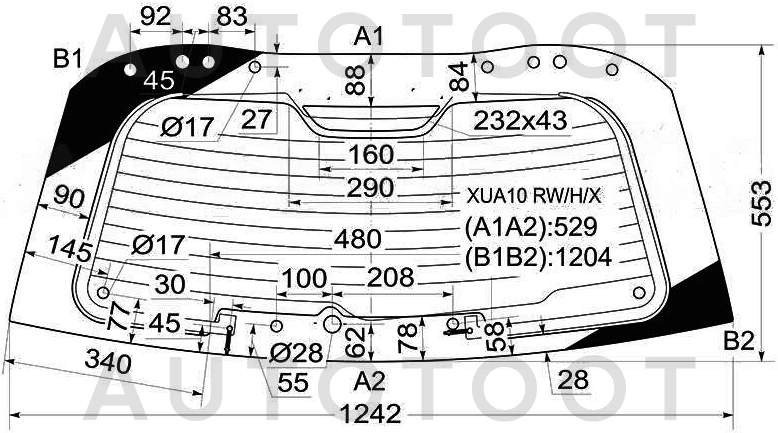 Стекло заднее (крышка багажника) с обогревом -  для TOYOTA VOLTZ