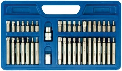Набор бит 1/2 inch, 3/8 inch, 40 пр: HEX (6 гр.), SPLINE (12 гр.), TORX, в пласт. боксе