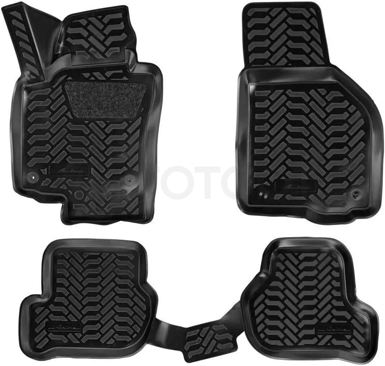 Ковры для Skoda Octavia A5 (04-13), 4 шт., (крепеж), выс. борт, 3D с подпятником, ТЭП, черн.