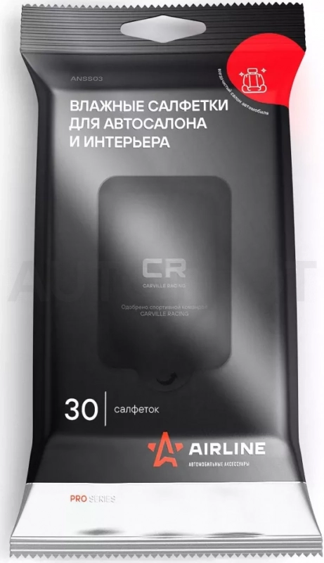 Салфетки влажные для автосалона и интерьера PRO (30 шт.) - Артикул ANSS03 - Производитель Airline - Фото, Отзывы, Цены