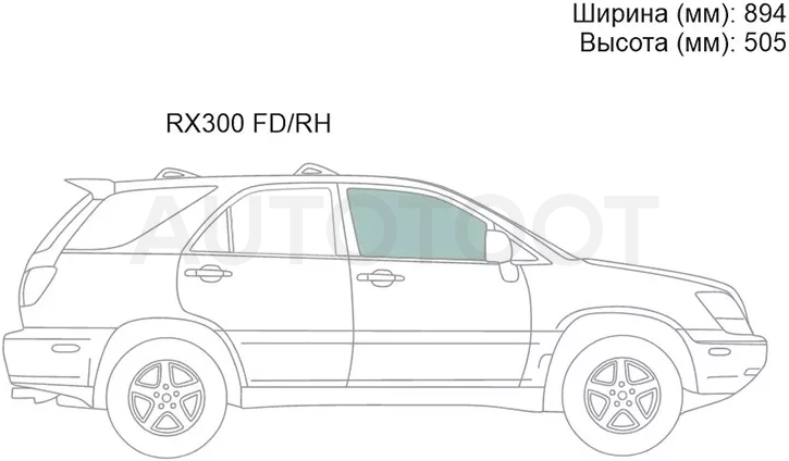 Стекло боковое опускное (Спереди/ Справа/ Цвет зеленый) Lexus RX 97-03 / Toyota Harrier (XU10) 97-03