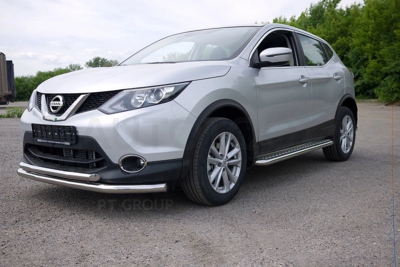 NISSAN Qashqai 2016-  Защита переднего бампера двойная Ø63/51мм (НПС) - Артикул 08070102 - Производитель PT Group - Фото, Отзывы, Цены