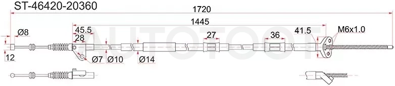 Трос ручника TY Corona/Caldina #T19#/21# 2WD (дисков тормоза) -RH
