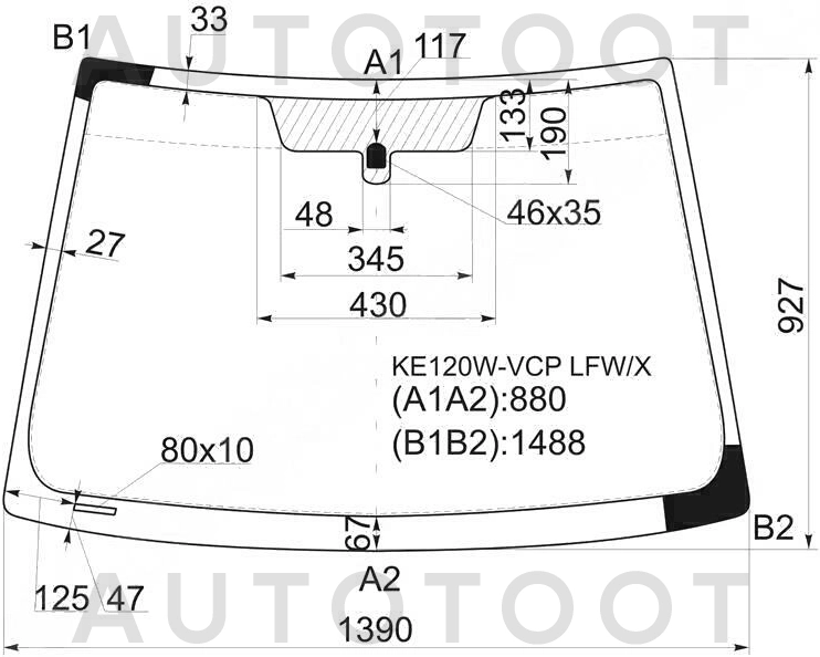 Стекло лобовое в клей -  для TOYOTA ALLEX, TOYOTA COROLLA, TOYOTA COROLLA FIELDER, TOYOTA RUNX