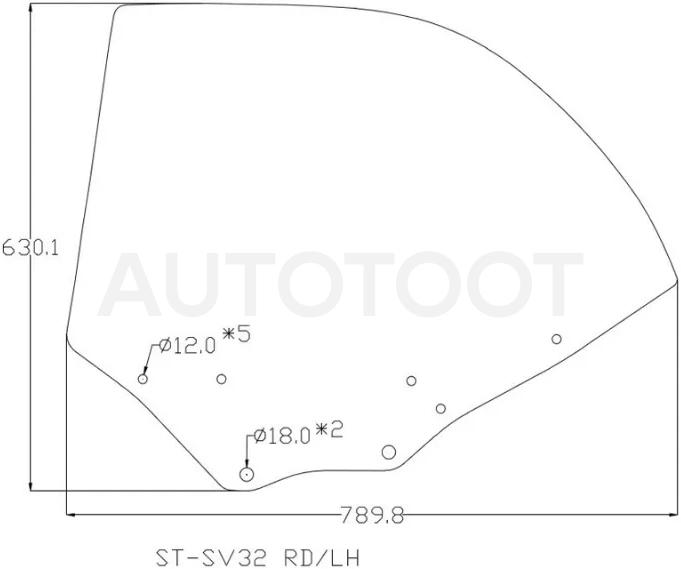 Стекло боковое опускное (Сзади/ Слева/ Цвет зеленый) Toyota Camry 90-94 / Vista 90-94 / Lexus ES 91-96 / Toyota Camry 90-94 / Windom 91-96