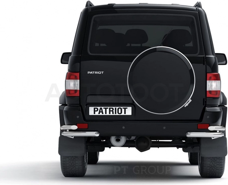 UAZ Patriot 2014-  Защита заднего бампера двойная угловая Ø63/51мм (НПС) - Артикул 05020302 - Производитель PT Group - Фото, Отзывы, Цены