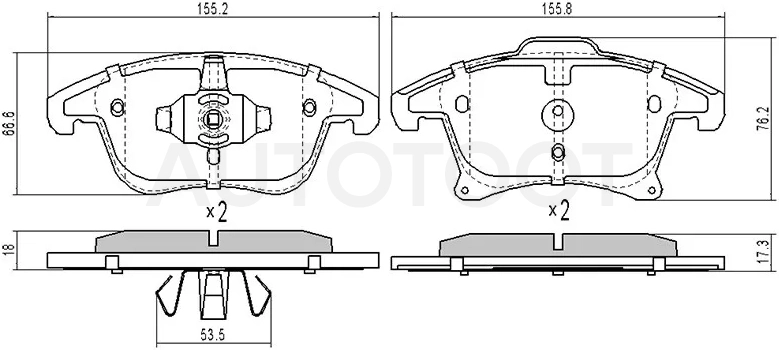 Колодки тормозные передние -ST1860105 Sat для FORD MONDEO