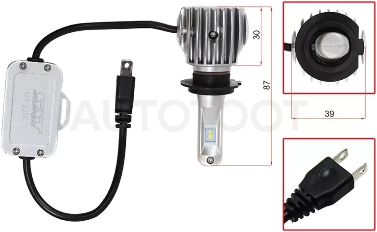 Лампа (H7/ LED/ Комплект/ 20W 1800LM CANBUS)
