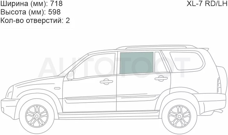 Стекло боковое опускное (Сзади/ Слева/ Цвет зеленый) Suzuki Grand Vitara XL-7 01-06 / XL7 06-09