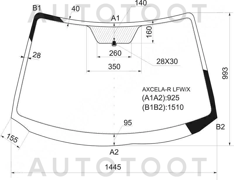 Стекло лобовое в клей -  для MAZDA 3 (AXELA)