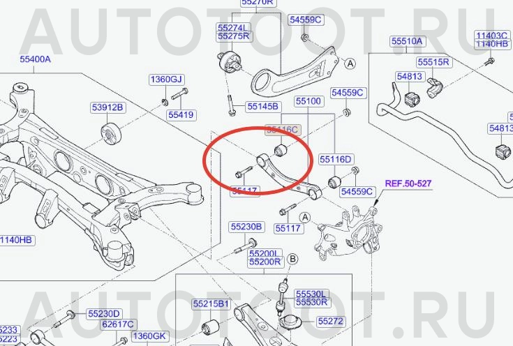 Сайленблок заднего поперечного верхнего рычага внутренний -55118D3000 Hyundai-Kia для KIA SPORTAGE