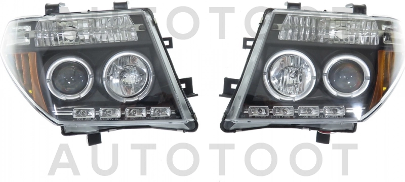 Фара левая+правая (комплект, тюнинг, линзованная, внутри черная) -  для NISSAN PATHFINDER, NISSAN NAVARA