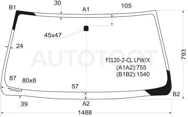 Стекло лобовое Toyota Land Cruiser Prado (J120) 02-09 / Lexus GX 02-09