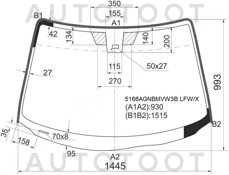 Стекло лобовое в клей -  для MAZDA 3 (AXELA)
