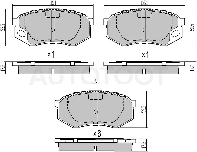 Колодки тормозные (Спереди) Mazda 929 87-92 / Mitsubishi Fuso Canter FE3 84-93 / Fuso Canter FE4 84-93 / Fuso Canter FE5 93-02 / Fuso Canter FE6 93-02
