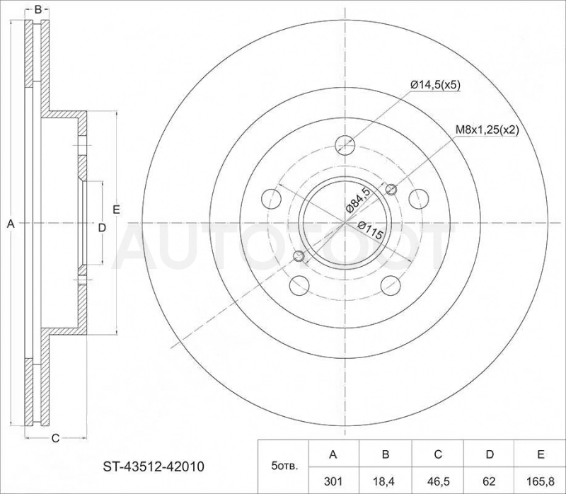 Диск тормозной передний D302mm -ST4351242010 Sat для TOYOTA RAV4