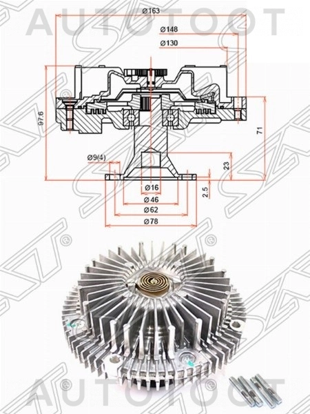 Вискомуфта 1-2JZ -ST1621046051 Sat для TOYOTA CHASER, TOYOTA CRESTA, TOYOTA MARK 2, TOYOTA BREVIS