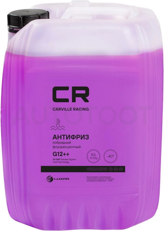 Антифриз готовый лобридный фиолетовый универсал флуоресцентный 40°С G12++ 10л