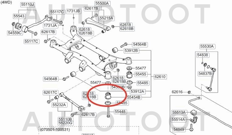 Сайлентблок задней балки 4wd -C9722 LYNXauto для KIA SPORTAGE, HYUNDAI TUCSON