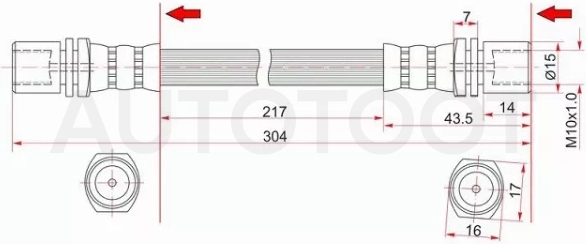 Шланг тормозной передний (Таиланд) TOYOTA DYNA/TOYOACE/HIACE 85-99 LH=RH