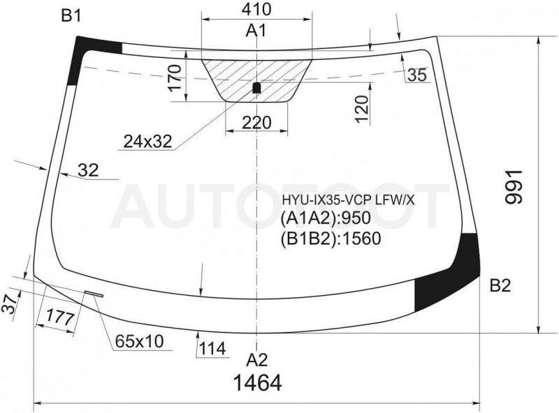Стекло лобовое в клей -  для HYUNDAI IX35