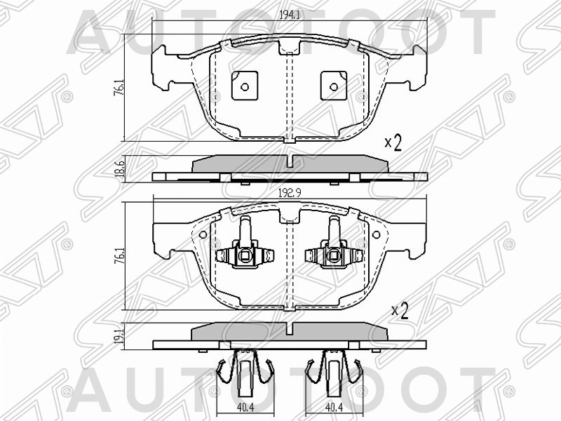 Колодки тормозные передние -ST30793943 Sat для VOLVO XC60