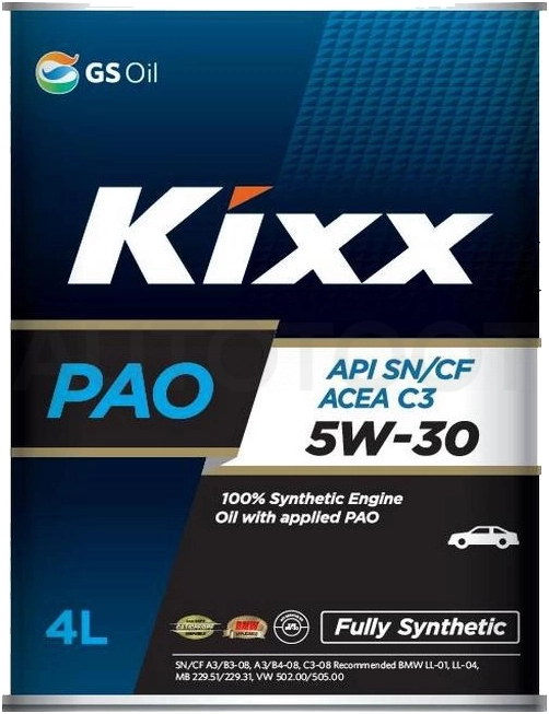 5W-30 KIXX PAO SN/CF/C3 Масло моторное синтетика 4л - Артикул L208244TE1 - Производитель Kixx - Фото, Отзывы, Цены