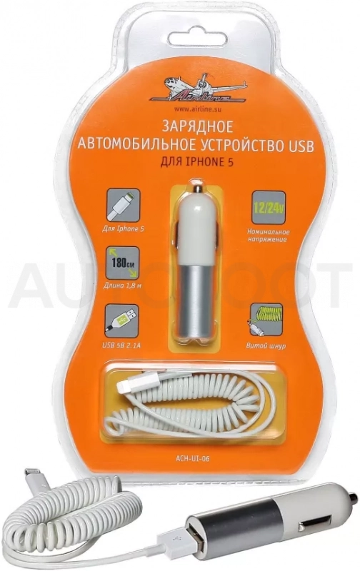 Зарядное устройство автомобильное USB для IPhone/IPad - Артикул ACHUI06 - Производитель Airline - Фото, Отзывы, Цены