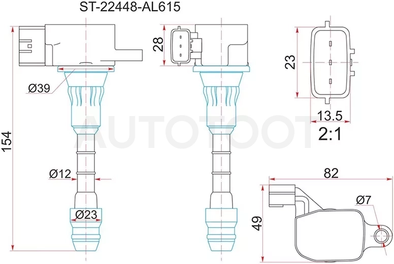Катушка зажигания NISSAN SKYLINE V35 01-07/FX35 S50 02-07 VQ30DD/VQ35DE - Артикул ST22448AL615 - Производитель Sat - Фото, Отзывы, Цены