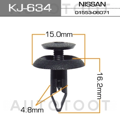 Клипса 01553-06071 -KJ634 Masuma для NISSAN TIIDA, NISSAN SKYLINE, NISSAN SERENA, NISSAN PRESAGE, NISSAN NOTE, NISSAN CUBE, NISSAN BLUEBIRD SYLPHY