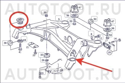 Сайлентблок заднего подрамника передний, комплект 2шт -10790006 Swag для MERCEDES C-CLASS, MERCEDES CLK-CLASS, MERCEDES E-CLASS