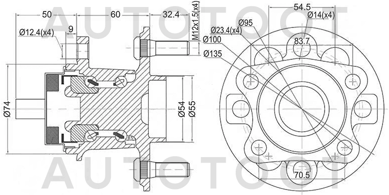 Ступица задняя -ST4245052060 Sat для TOYOTA BELTA, TOYOTA RACTIS, TOYOTA VITZ, TOYOTA YARIS
