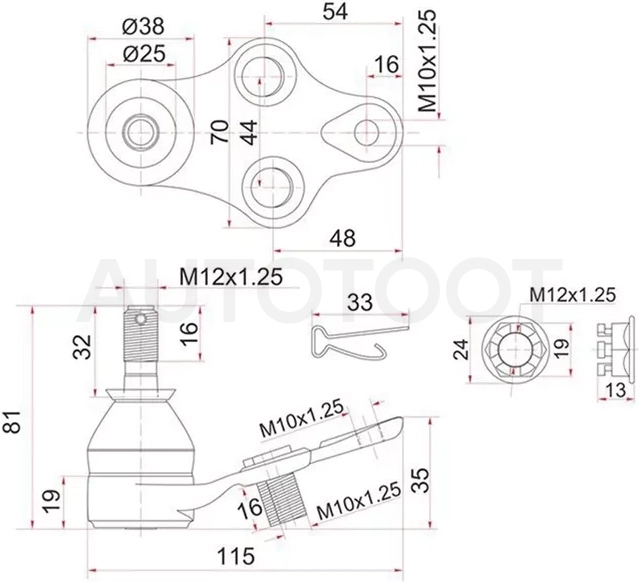 Шаровая опора нижняя FR TOYOTA COROLLA2/CORSA/CYNOS/PASEO/RAUM/SERA/STARLET/TERCEL 89-00 RH