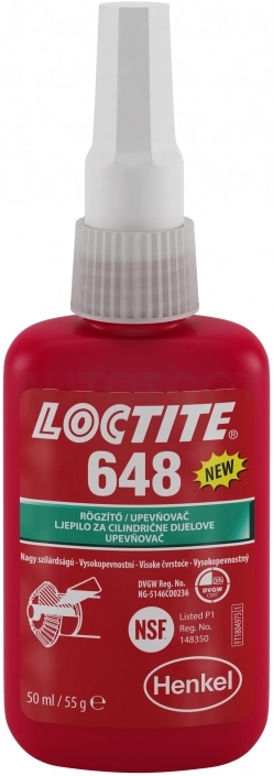 Фиксатор вал-втулочный LOCTITE 648: быстрой полимеризации, от -55С до +175С, 50 мл